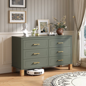 6-Drawer Double Dresser in Olive