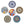 Round Ceramic Outdoor Side Table, Colorful + Black