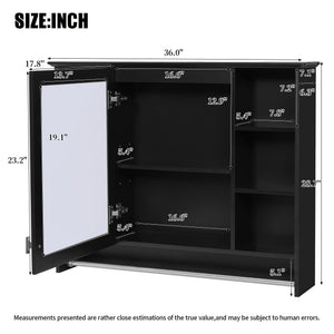 Modern Wall Mounted Mirror Cabinet with Adjustable Shelf and Towel Bar