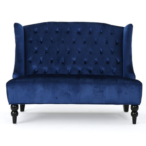 Nurturing Upholstered Loveseat With Wing Back And Diamond Tufting
