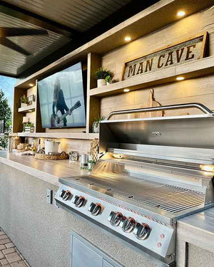 KoKoMo Outdoor Kitchen Pavilion – 20'x20' Luxury BBQ Island with 70" TV, Bar, Grill, Kegerator & More