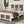 4-Pieces Bedroom Sets, Queen Size Farmhouse Platform Bed with Storage
