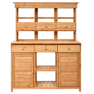 TOPMAX 65.7'' Tall Garden Potting Bench Table with Hutch