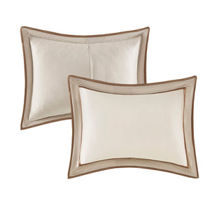7 Piece Comforter Set Taupe/Brown Queen