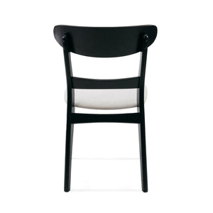 Set of 2 Mid-Century Dining Chairs - Upholstered Seat, Rubberwood Legs