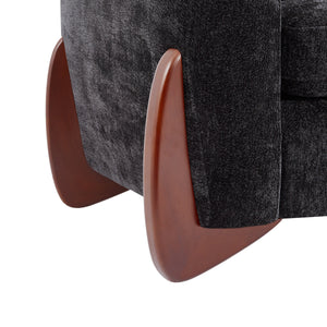 89"L Sofa with Chenille Fabric and Wooden Legs