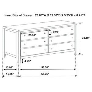 Wedgewood - 6 Drawers Dresser - Cappuccino