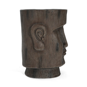 Outdoor Side Table Easter Island Moai Statue Pedestal