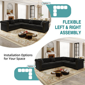 115.3" L-Shaped Sofa Couch with Pull-Out Bed