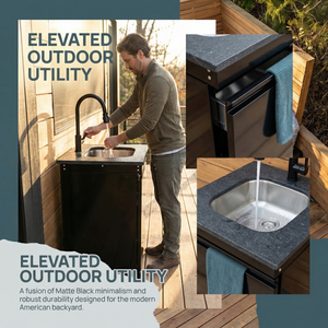 Double Door Sink Cabinet with Tap Stainless Steel Outdoor Kitchen