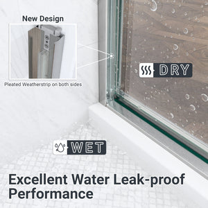 56-60"W x 60"H Semi-Frameless Double Sliding Shower Door