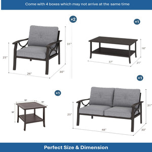 Patio Furniture Set with Coffee Table and Cushions for Backyard