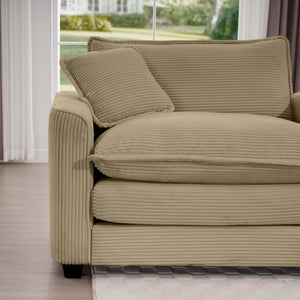 Modern 2 Seater With 4 Pillows, Upholstered Deep Seating Loveseat