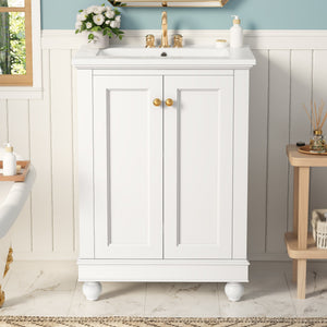 24 Inch Modern Bathroom Vanity Cabinet With Ceramic Sink