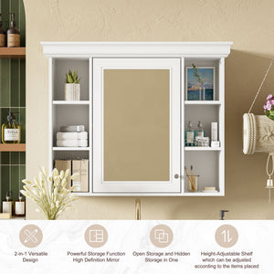Wall Mounted Bathroom Storage Cabinet With Mirror Door