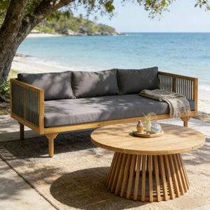 2-Piece Outdoor Patio Set: Sofa with Dark Grey Cushions