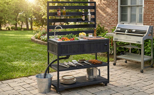 TOPMAX 41.7'' Large Patio Rolling Kitchen Island with Sink