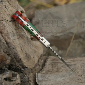 6.5" Handmade Damascus Pocket Knife - Folding Pocket Knife - Color Wood Handle WH 5032