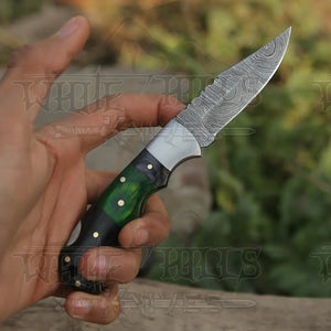 6.5" Handmade Damascus Pocket Knife - Folding Pocket Knife - Color Wood Handle WH 5034