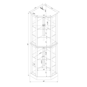 6 Shelf Corner Curio Display Cabinet with Lights and Adjustable Shelves - Dark Brown, Dark Red, Light Brown