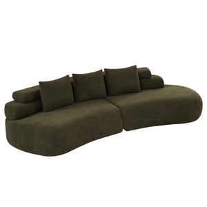 122" Curved Sectional Sofa (Olive Green)