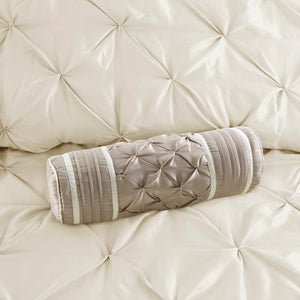 7 Piece Tufted Comforter Set Ivory Queen