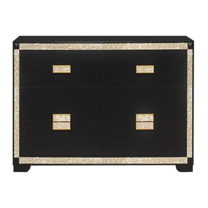 Lively - Dresser With Glitter Detail And Thick Bar Handle Hardware - Black