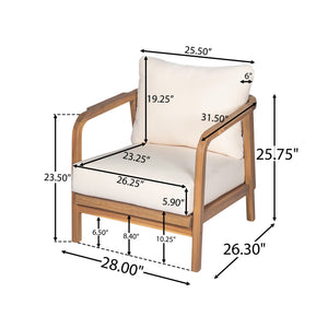 Outdoor Lounge Chair With Woven Backrest and Solid Wood Frame