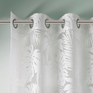 Palm Leaf Burnout Sheer Window Curtain White 50x63