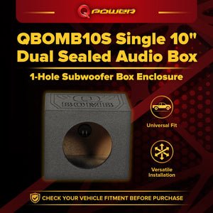 Q-POWER QBOMB 10" Sealed Car Subwoofer Sub Box Enclosure | QBOMB10S Single