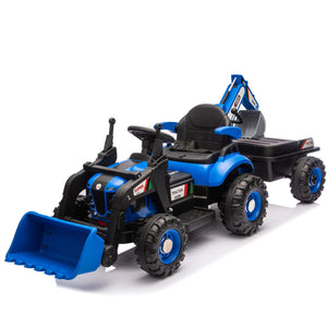 24V Kids Ride-On Electric Tractor Toy with 4-in-1 Construction Attachments