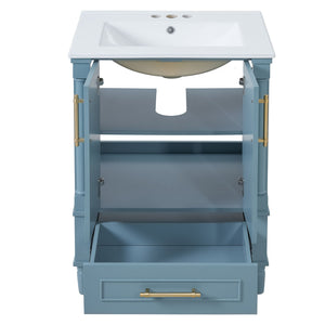 Bathroom Vanity With Ornate French Cylinder Legs, Soft Close Drawer