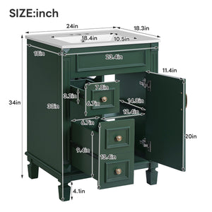Bathroom Vanity With Sink, Compact Cabinet & 2 Drawers