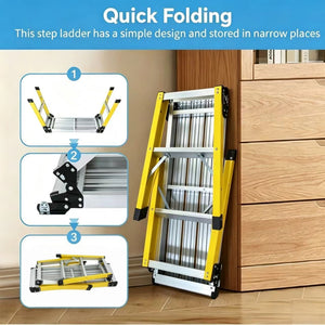 Aluminum Step Ladder Heavy Duty Foldable Aluminum Platform 330 Lbs Capacity
