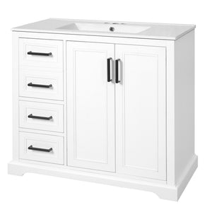 Bathroom Vanity With Sink, Soft Close Doors, Adjustable Shelf & 3 Drawers