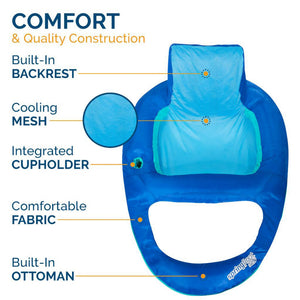 SwimWays Spring Float Recliner XL Inflatable Swimming Pool Float Lounger, Blue