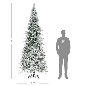 9' Snow Flocked Pine Artificial Christmas Tree with Easy Assembly - Unlit