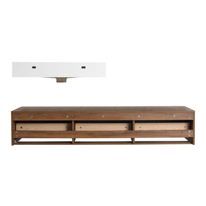 Modern Wall Mounted Bathroom Vanity With Resin Sink And Side Cabinet - Brown Ebony