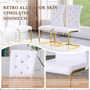 Elegant Design Alligator Skin Upholstered Dining Chairs
