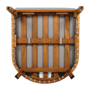 Acacia Wood Outdoor Club Chair with Handwoven Rope Accents & Curved Backrest