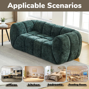Quilted Cloud Sofa With Rounded Armrests And Piano Key Backrest Design