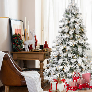 6ft Flocked Scarecrow-Shaped Christmas Tree with 270 Warm Lights