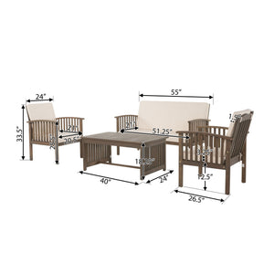 4 Piece Outdoor Chat Set With Water-Resistant Cushions