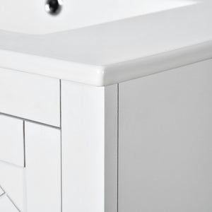 Ceramic Sink Combo, Freestanding Vanity Set With 3 Drawers & Soft Closing Doors