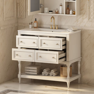 Bathroom Vanity Cabinet With Undermount Sink - 4 Drawer Set