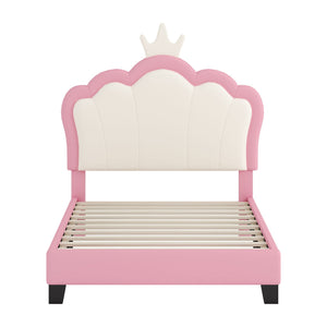 Upholstered Princess Platform Bed With Crown Headboard