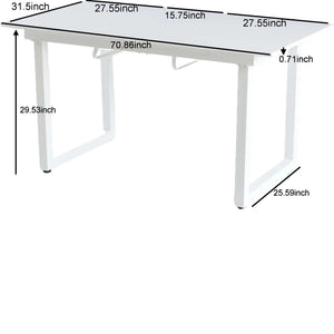 Square Extendable Dining Table With Metal Leg, Modern Space Saving Kitchen Table For Living Room