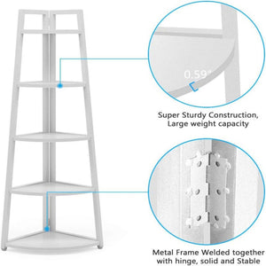 Tall 5 Tier Corner Bookshelf For Living Room