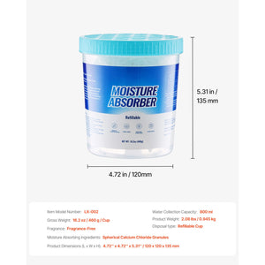 Moisture Absorber Bucket, 2 Packs 16.2 oz Hi-Capacity with 800ml Storage