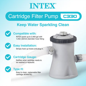 Intex 28601EG 330 GPH Easy Set Swimming Pool Cartridge Filter Pump with GFCI